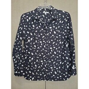 Chico's Black Button-Down Shirt with White Abstract Spot Print